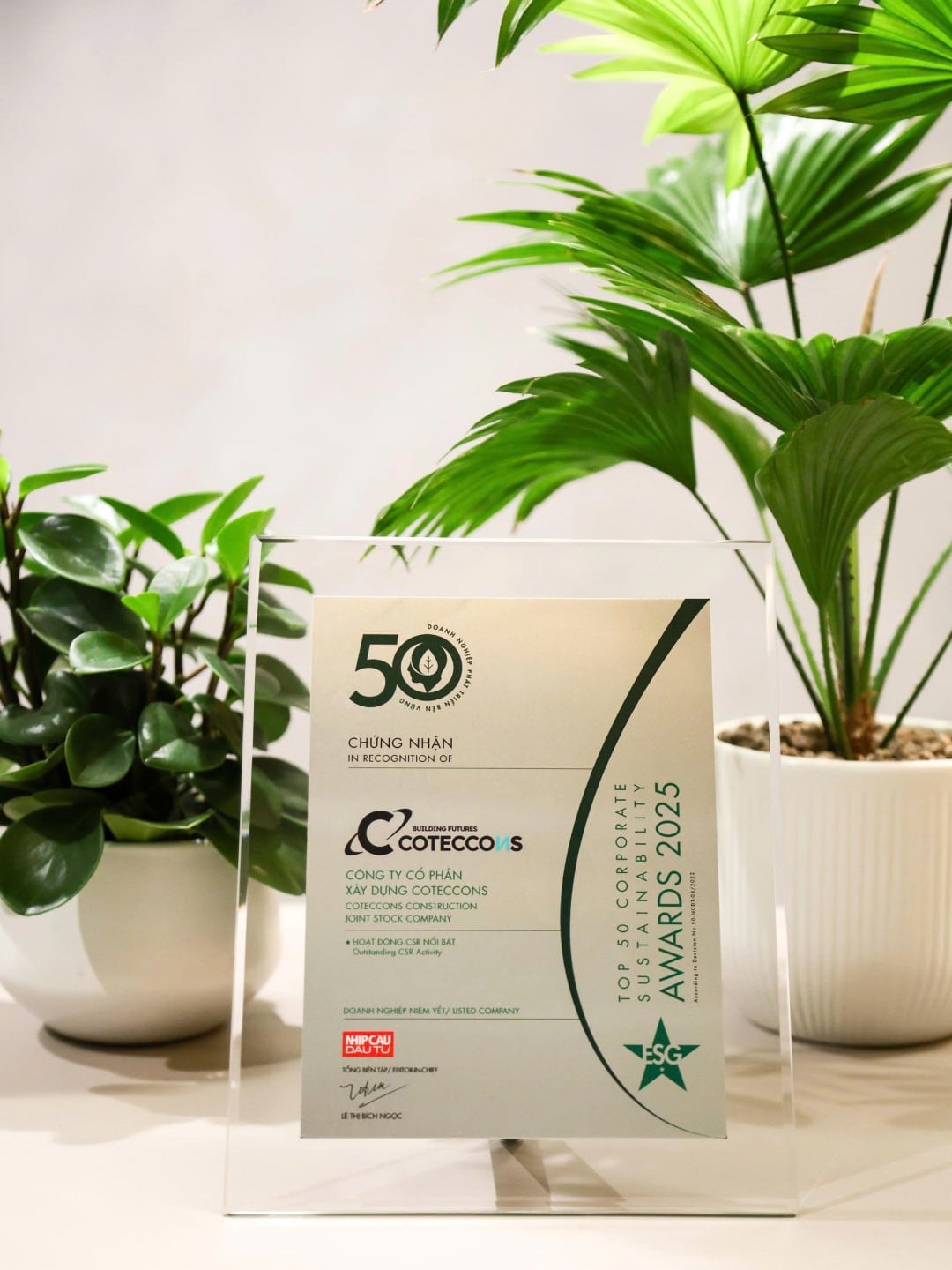 Coteccons Ba Năm Liên Tiếp Lọt Top 50 Doanh Nghiệp Phát Triển Bền Vững Việt Nam (Top50 CSA)