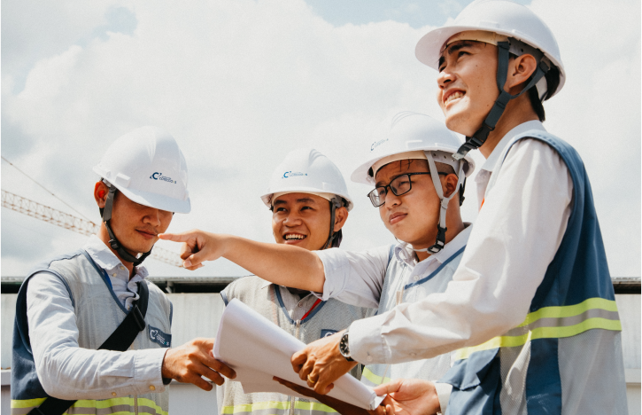 Smart Asian Engineer Manager With Safety Uniform Checking Site Construction With Steel Concrete Structure Background 1